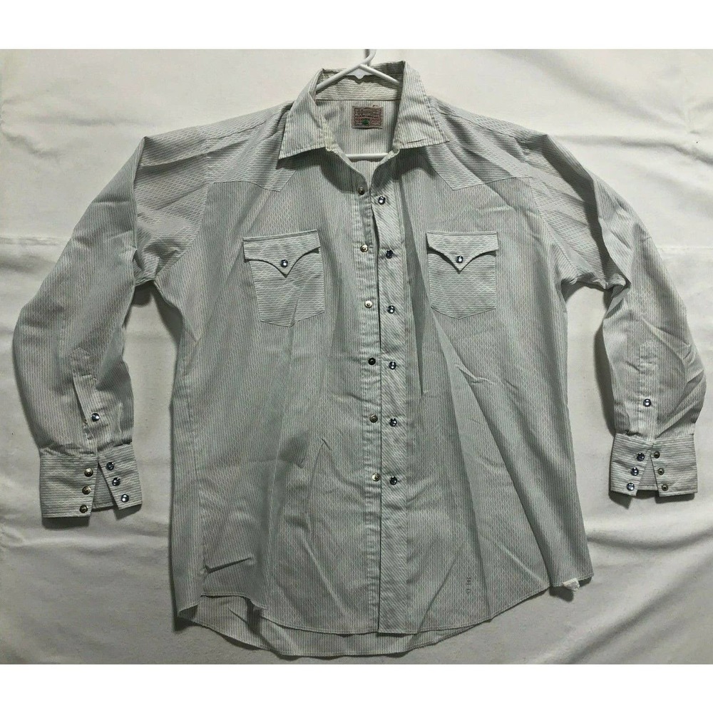 Pearl Snap USA H Bar C Long Tail Ranchwear White Diamond 2XL Collared Shirt